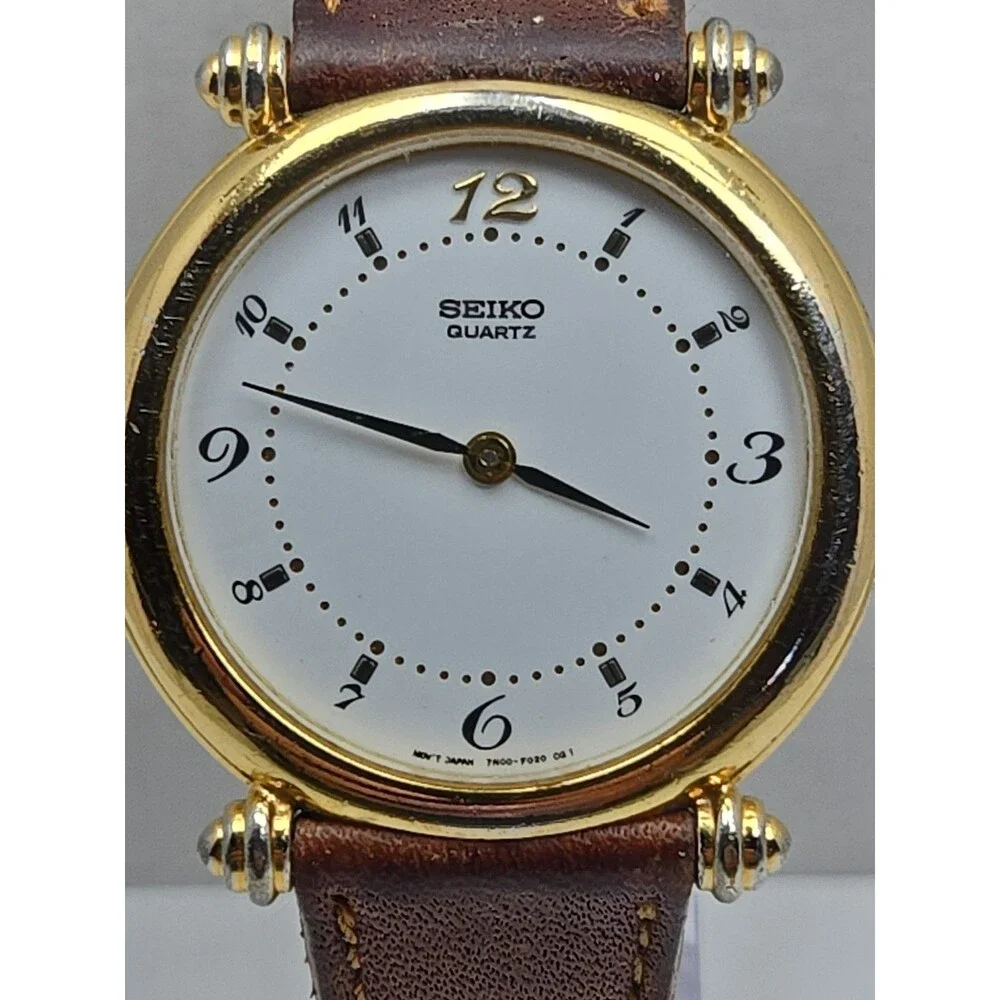 Vintage Seiko Vendome Obus 35mm Watch Gold Tone Quartz Art Deco New Battery